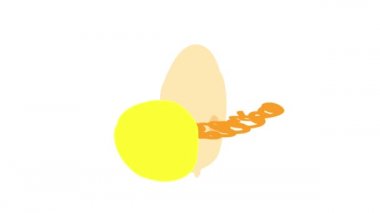 Animasyonu yavaşlatan kıvırcık saçlı, sarı flüoresan limon tutan kıvırcık saçlı, yüzünde kocaman bir gülümsemeyle sağlıklı organik meyveler yediğini gösteren çocuk.