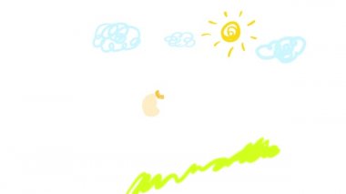 Güneşli ve bulutlu bir gökyüzünün altında yeşil çimlerde yürüyen iki sağlıklı çocuğun bahar atlaması ekolojiyi ve Dünya gezegeninin korunmasını önemsediklerini gösteriyor.