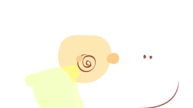 Kıvırcık saçlarıyla gülümseyen küçük bir çocuğun el çiziminin bahar tartısını zıplat ve kaydır. Büyük bir doğum günü hediyesi kutusu göstererek beklenti ve mutluluğu temsil ediyor.