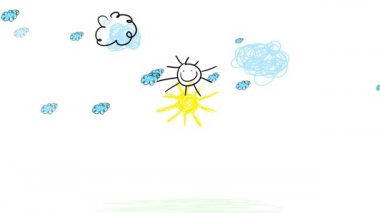 Doğrusal Hız Düşüşü: Solgunluk ve Yükselen Mavi Bulutlar Güneş Altında, Pozitif Davranışlı İki Çocuğun Üzerinde Dönüşen Perdeye Girerken Güzel Bir Gün Olduğunu Öneriyor