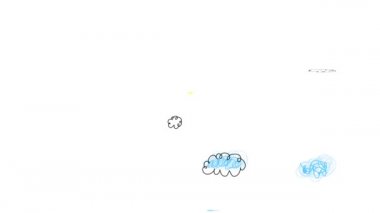 Peri gibi giyinmiş, altın yıldızlı değneğiyle büyü yapan ve bulutlu bir arka planda uçan neşeli, masum bir kızın el hareketlerinin yumuşak bir animasyonu.