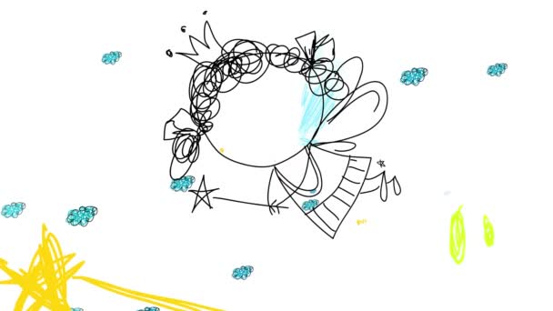 Spinning Und Skala Des Kindergartens Zeichnung Der Jungen Fee Mit — Stockvideo