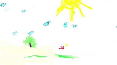 Düz elementleri sektirerek ormanda gökkuşağıyla boyanmış küçük bir kulübe oluşturuyorlar ve üzerinde güneş var ve bulutlar hareket ediyor. Bu da oranın sessiz bir yer olduğunu gösteriyor.