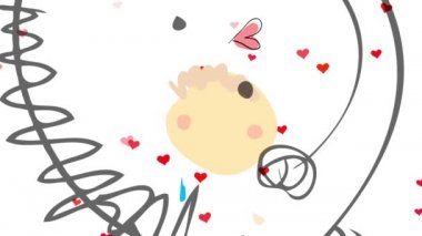 Kırmızı Kalpler 'le ekranın ortasına dönen, arka planda beliren ve kaybolan bir çocuğun eylemsizliği, aşık olduktan sonra farklı bir dünyada olduğunu gösteriyor.