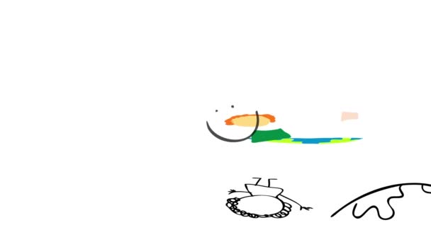 Velocidad Suave Rampa Animación Dibujo Inocente Pareja Amantes Aislados Lado — Vídeos de Stock