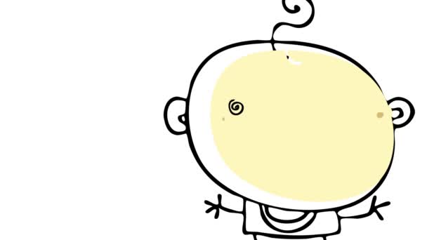 Масштабирование Легко Замедляется Весенним Эффектом Анимации Счастливого Ребенка Большим Красным — стоковое видео