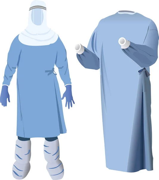 Vektor Gambar Gaun Bedah Sekali Pakai Untuk Rumah Sakit - Stok Vektor