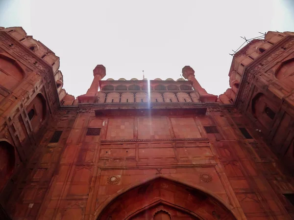 Czerwony Fort Jest Historycznym Fortem Mieście Delhi Indiach Wnętrze Widok — Zdjęcie stockowe