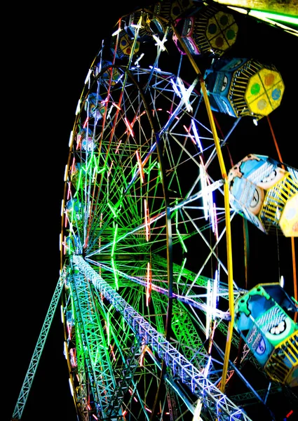 Nachtzicht Attractiepark Attracties Ferris Wiel Diwali Beurs — Stockfoto