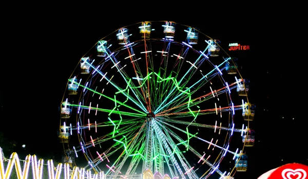 Night View Fun Park Przejażdżki Ferris Wheel Diwali Fair — Zdjęcie stockowe