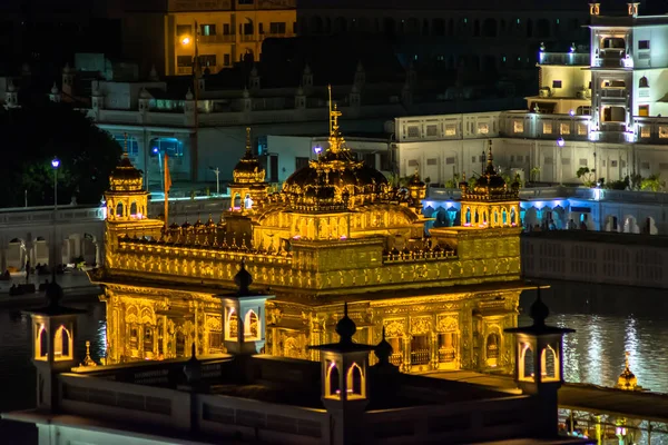 Vista Notturna Harmindar Sahib Noto Anche Come Golden Temple Amritsar — Foto Stock