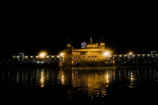 Vista Notturna Harmindar Sahib Noto Anche Come Golden Temple Amritsar — Foto Stock