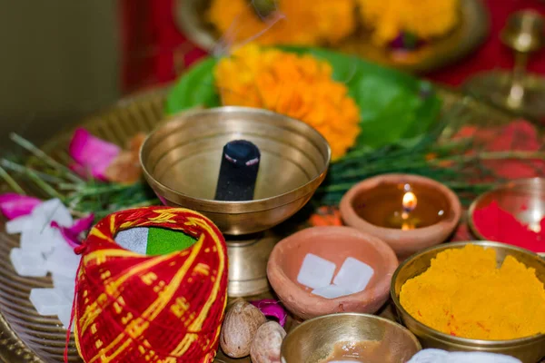 Glad Diwali Frukter Tallrik För Diwali Pooja Deep Awali Diwali — Stockfoto