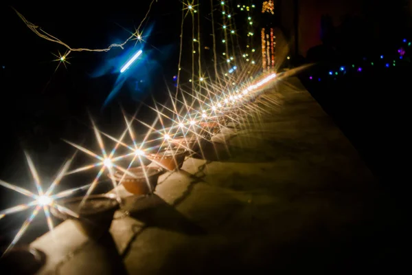 Happy Diwali Πολύχρωμη Διακόσμηση Led Φως Για Diwali Κατά Διάρκεια — Φωτογραφία Αρχείου