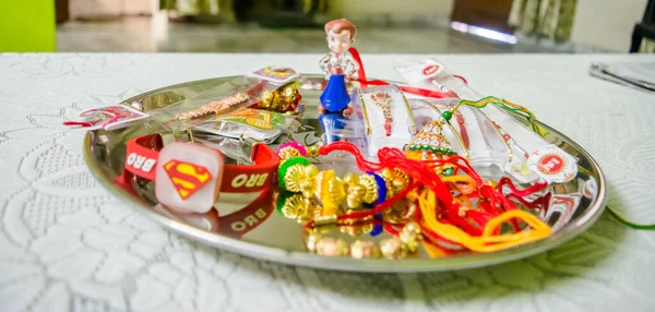 Aarti Tallrik För Rakhi Pooja Rakshabandhan Festival — Stockfoto