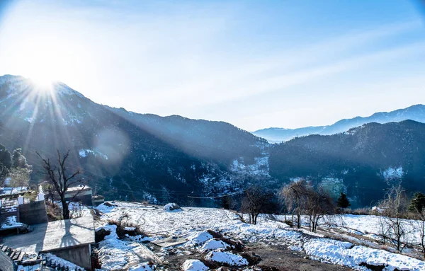 Patnitop Una Ciudad Jammu Parque Cubierto Nieve Blanca Paisaje Invierno — Foto de Stock
