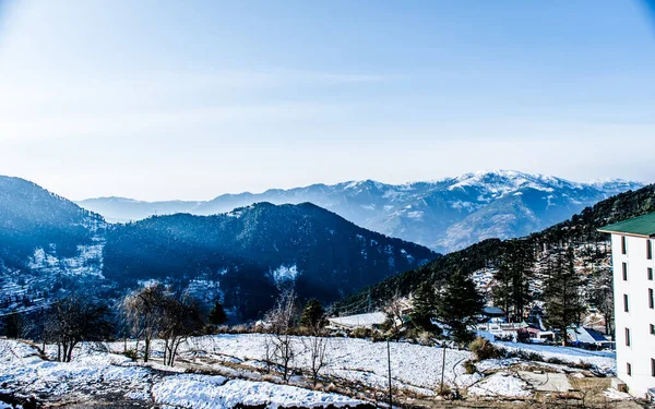Patnitop Una Città Jammu Suo Parco Coperto Neve Bianca Paesaggio — Foto Stock