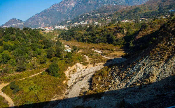 Scène Aérienne Panoramique Rivière Entre Deux Montagnes Himalaya Vue Aérienne — Photo