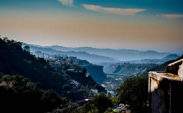 Scène Aérienne Panoramique Rivière Entre Deux Montagnes Himalaya Vue Aérienne — Photo