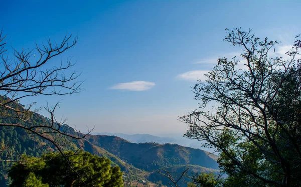 Vacker Stad Och Himalaya Bergskedja Utsikt Från Berget Vaishnodevi Patnitop — Stockfoto