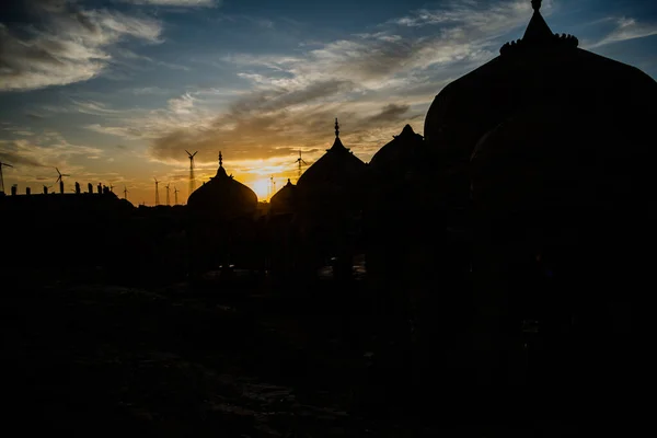 Solnedgång Bara Bagh Jaisalmer Rajasthan Indien — Stockfoto