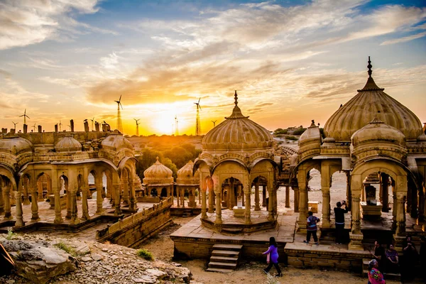 Widok Zachód Słońca Bara Bagh Jaisalmer Rajasthan Indie — Zdjęcie stockowe