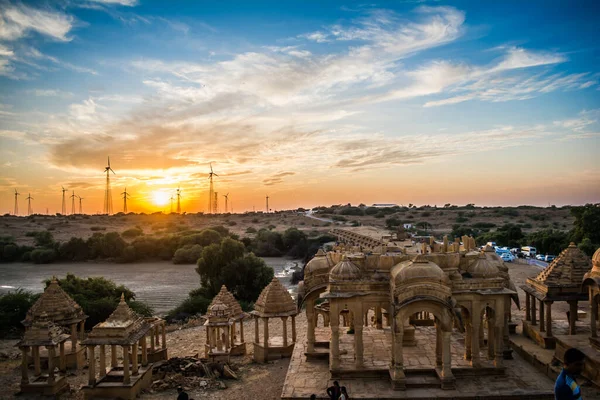 Vista Pôr Sol Bara Bagh Jaisalmer Rajasthan Índia — Fotografia de Stock