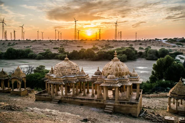 Naplemente Kilátás Bara Bagh Jaisalmer Rajasthan India — Stock Fotó