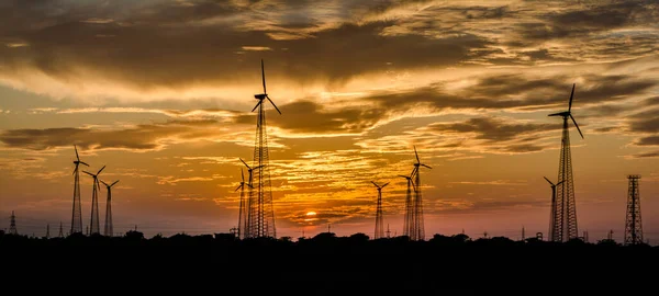 Windmills Jaisalmer Desert Area View Bara Bagh Jaisalmer Rajasthan India — стокове фото