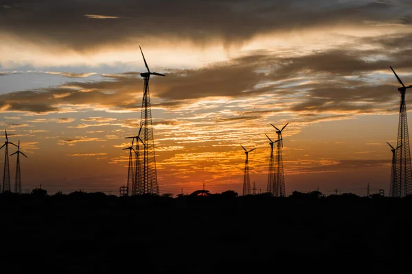 Windmills Jaisalmer Desert Area View Bara Bagh Jaisalmer Rajasthan India — Stock Photo, Image