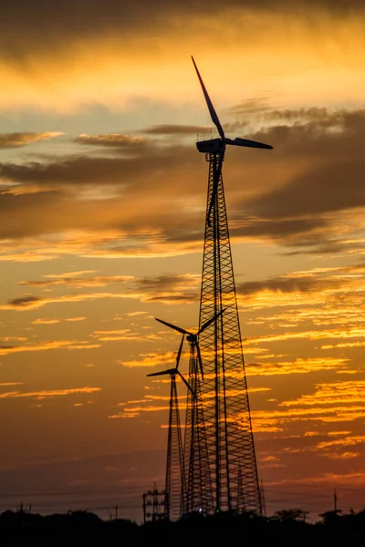 Windmills Jaisalmer Desert Area View Bara Bagh Jaisalmer Rajasthan India — Stock Photo, Image