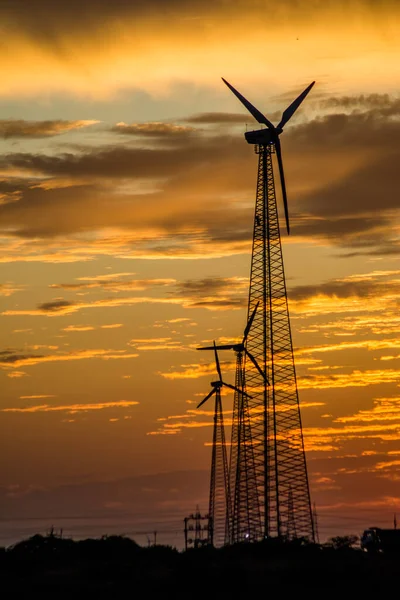 Windmills Jaisalmer Desert Area View Bara Bagh Jaisalmer Rajasthan India — стокове фото