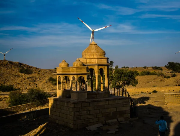 Solnedgång Bara Bagh Jaisalmer Rajasthan Indien — Stockfoto