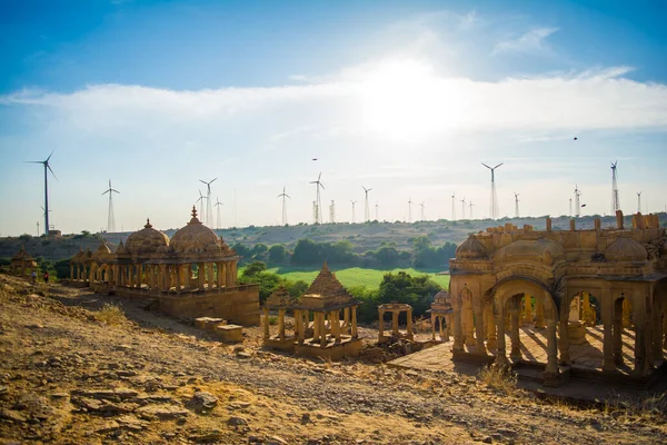 Widok Zachód Słońca Bara Bagh Jaisalmer Rajasthan Indie — Zdjęcie stockowe