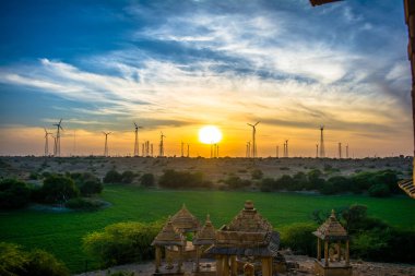 Sunset view at Bara bagh Jaisalmer, Rajasthan India clipart