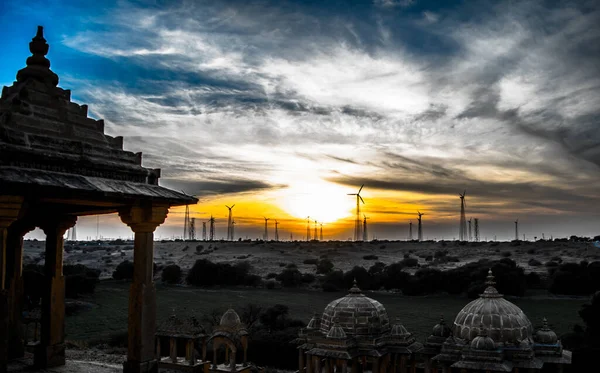 Vista Pôr Sol Bara Bagh Jaisalmer Rajasthan Índia — Fotografia de Stock