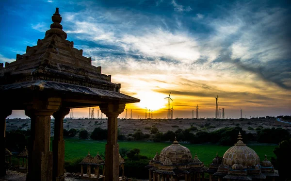 Vista Pôr Sol Bara Bagh Jaisalmer Rajasthan Índia — Fotografia de Stock