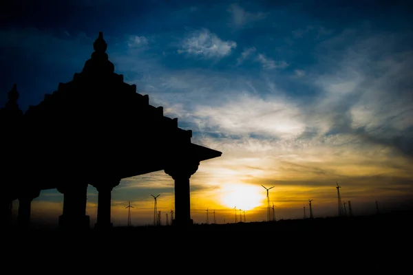 Widok Zachód Słońca Bara Bagh Jaisalmer Rajasthan Indie — Zdjęcie stockowe