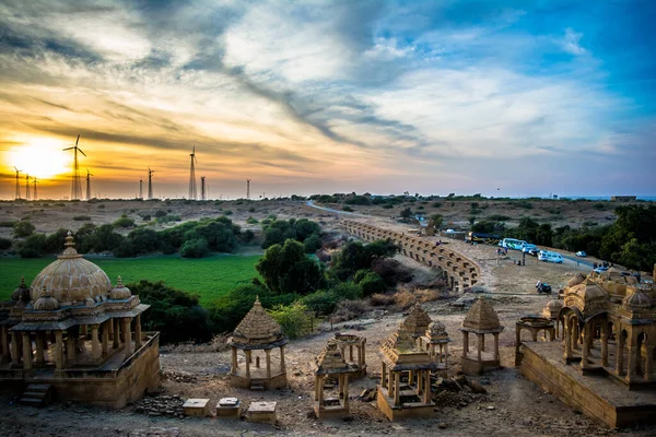 Widok Zachód Słońca Bara Bagh Jaisalmer Rajasthan Indie — Zdjęcie stockowe