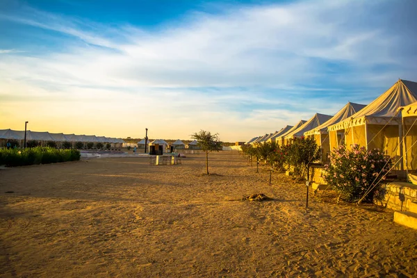Camping Desierto Las Dunas Sam Sand Están Las Afueras Jaisalmer — Foto de Stock