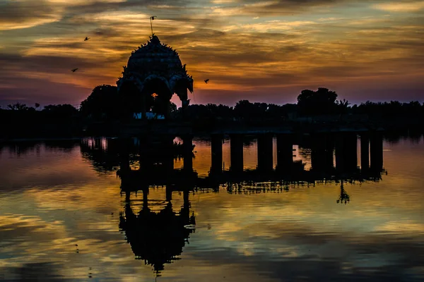 Gadsisar Sagar Lake Jaisalmer Rajasthan Sunrise Gadsisar Sagar Lake — Stock Photo, Image