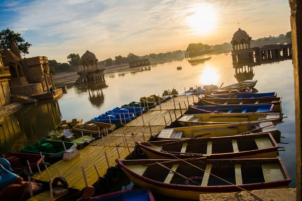 Gadsisar Sagar Lake Jaisalmer Rajasthan Nascer Sol Gadsisar Sagar Lake — Fotografia de Stock