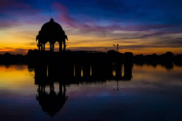 Gadsisar Sagar See Jaisalmer Rajasthan Sonnenaufgang Gadsisar Sagar See — Stockfoto