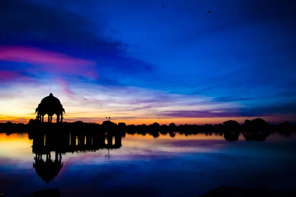 Gadsisar Sagar Lake Jaisalmer Rajasthan Nascer Sol Gadsisar Sagar Lake — Fotografia de Stock