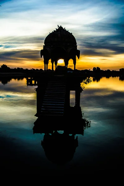 Gadsisar Sagar See Jaisalmer Rajasthan Sonnenaufgang Gadsisar Sagar See — Stockfoto