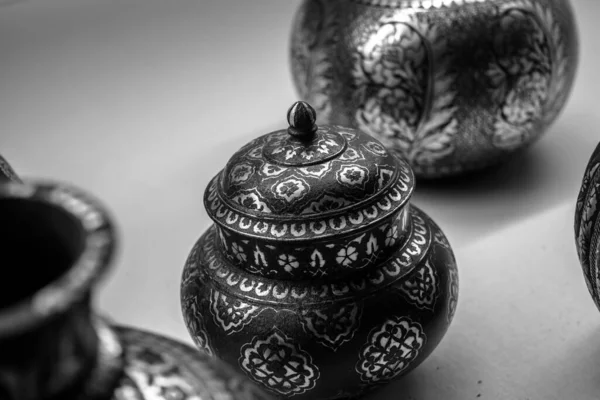 Handmade Vintage Metal Pots Items Mehrangarh Fort Jodhpur Rajasthan — Stock Photo, Image