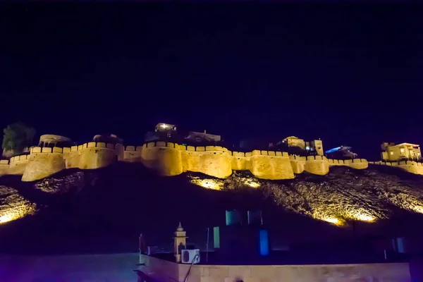 Nachtzicht Van Jaisalmer Fort Gelegen Stad Jaisalmer Indiase Staat Rajasthan — Stockfoto