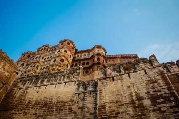 Mehrangarh Lub Mehran Fort Położony Jodhpur Rajasthan Jest Jednym Największych — Zdjęcie stockowe