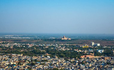 Mehrangarh ya da Mehran Kalesi 'nin tepesinden Jodhpur şehri hava görüntüsü