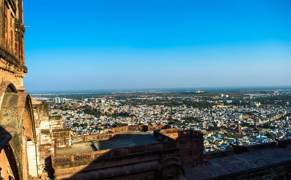 Jodhpur市从Mehrangarh或Mehran Fort顶部俯瞰的空中景观 — 图库照片